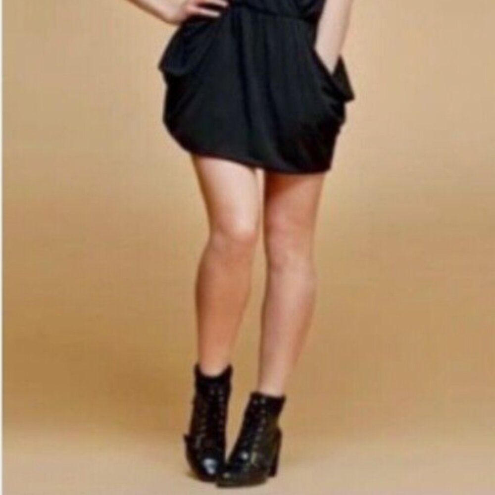 Mexx Women's Black Pull-On Faux Wrap Mini Skirt With Pockets